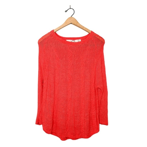 Anthropologie Rosie‎ Neim Salmon Red Knit Sweater Tunic Medium M - Picture 1 of 10
